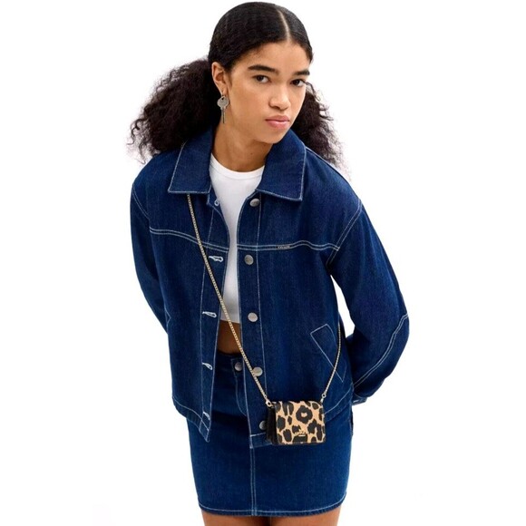 New Coach CX151 Mini Wallet on Chain Leopard Multi Animal Print - Picture 3 of 7